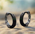 Retro Tang Grass Grain Sense Textured Black Silver Niche Men Women Hoop Earrings